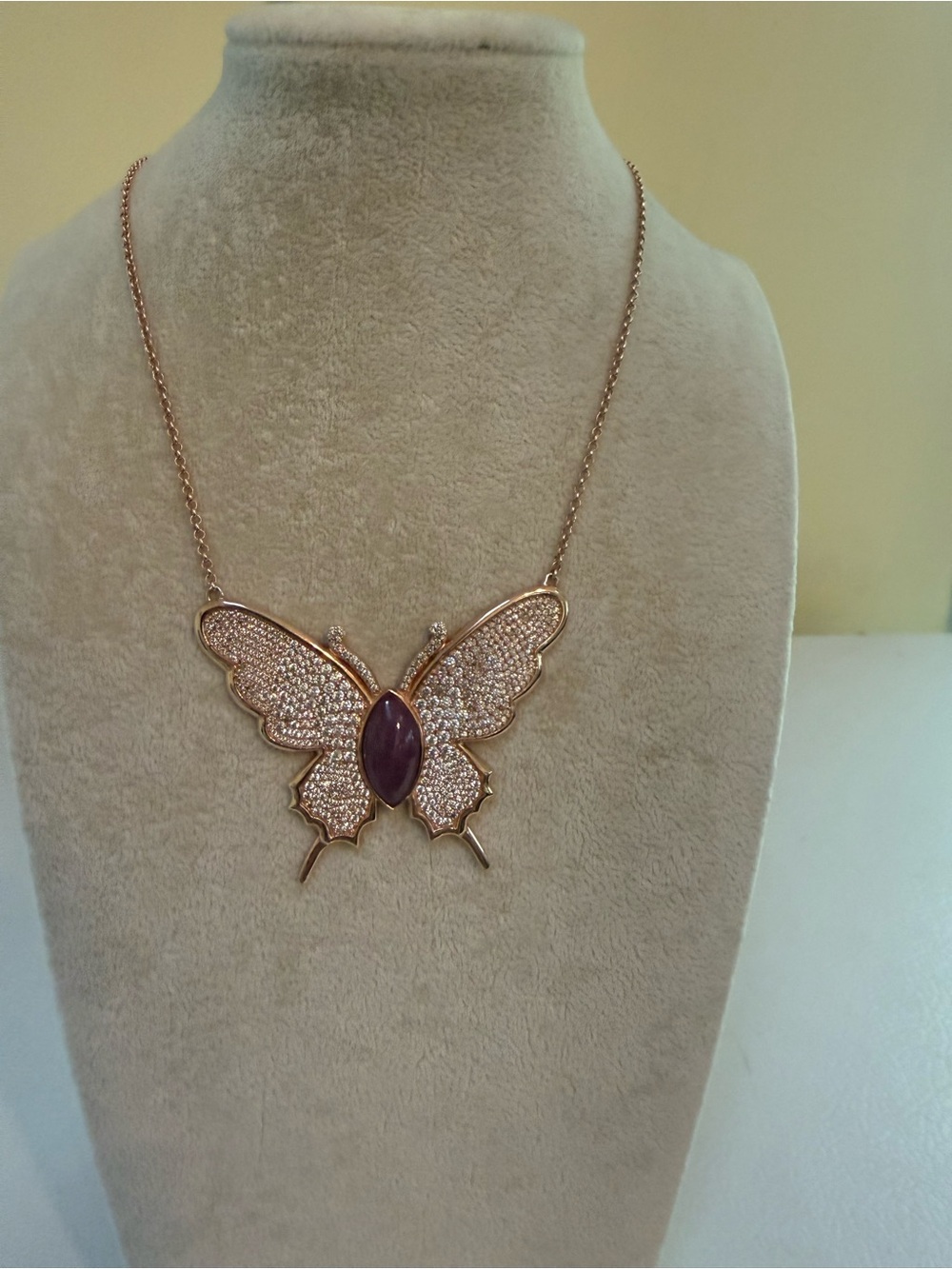 Rose Gold Ruby Butterfly Pendant